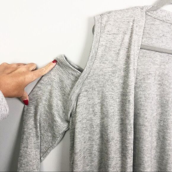 MOD REF | Cold Shoulder Cardigan Open Front Gray L - Picture 2 of 7